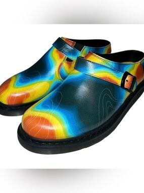 Dr. Martens Mule Clog Women's 9 Buckle Straps Colorwave Tie-Dye Clog Mules NWOT